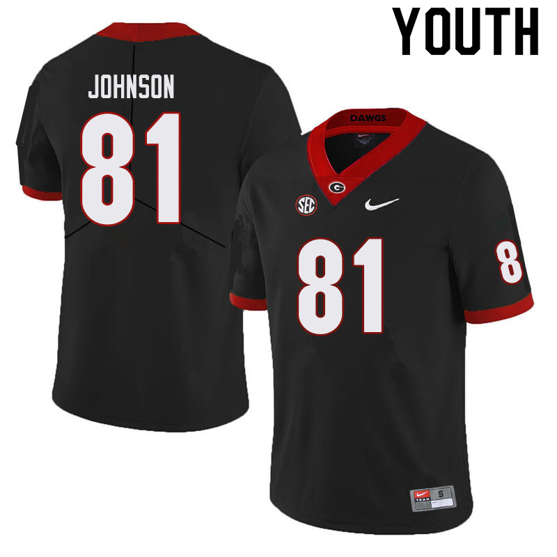 Youth #81 Jaylen Johnson Georgia Bulldogs College Football Jerseys Sale-Black - Click Image to Close